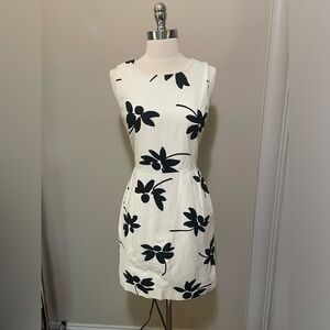 JCrew Dress White w/ black flowers